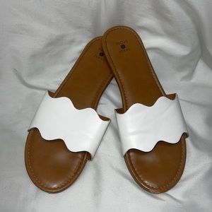 White Scalloped Sandals